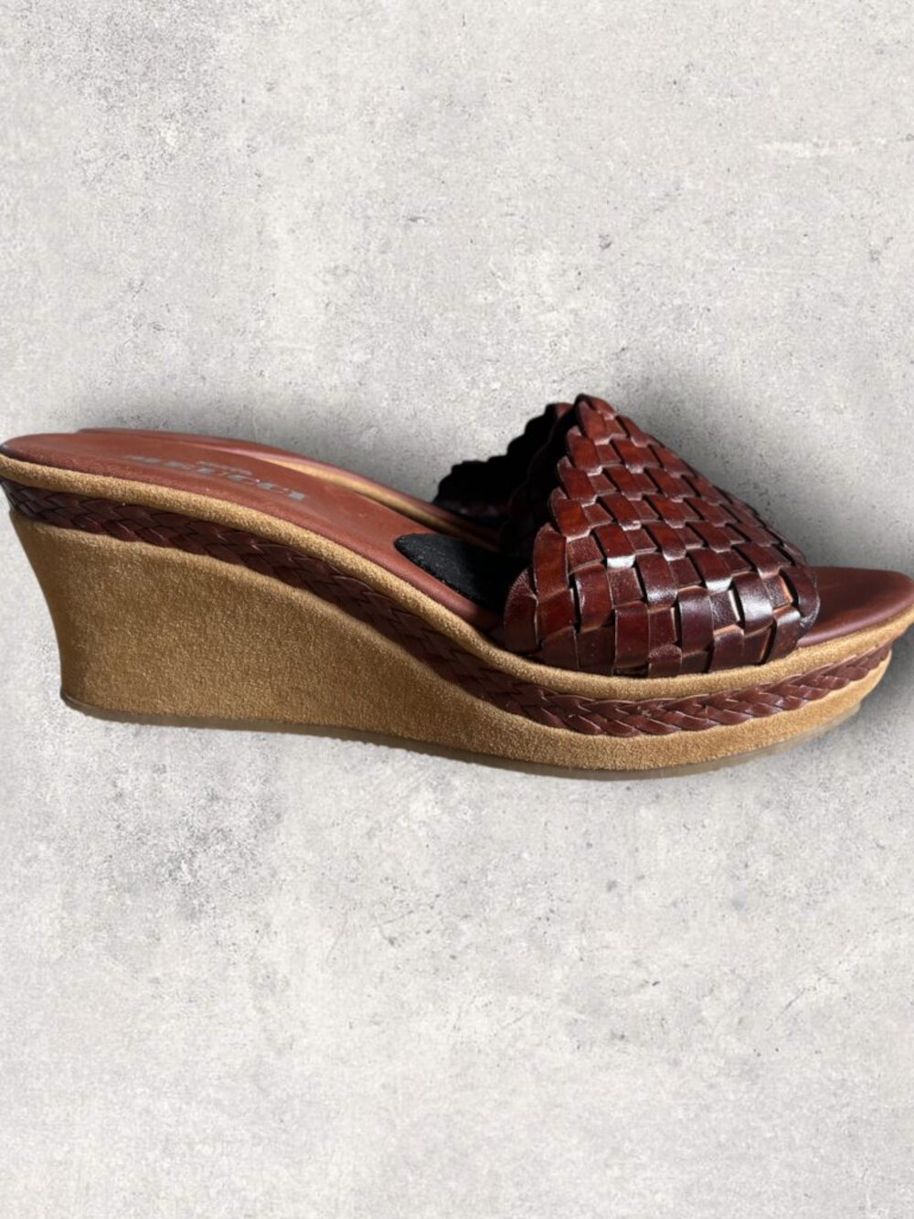 Sesto Meucci Woven Leather Wedge Slide Sandals